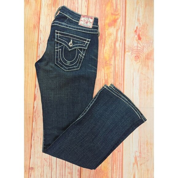True Religion Disco Becky Big T Womens Bootcut Jeans 28 (31x31) Dark Wash USA - Picture 3 of 10